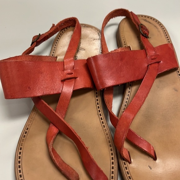 Mila Paoli size 39 / 9 red leather sandals made in Italy - Picture 6 of 7